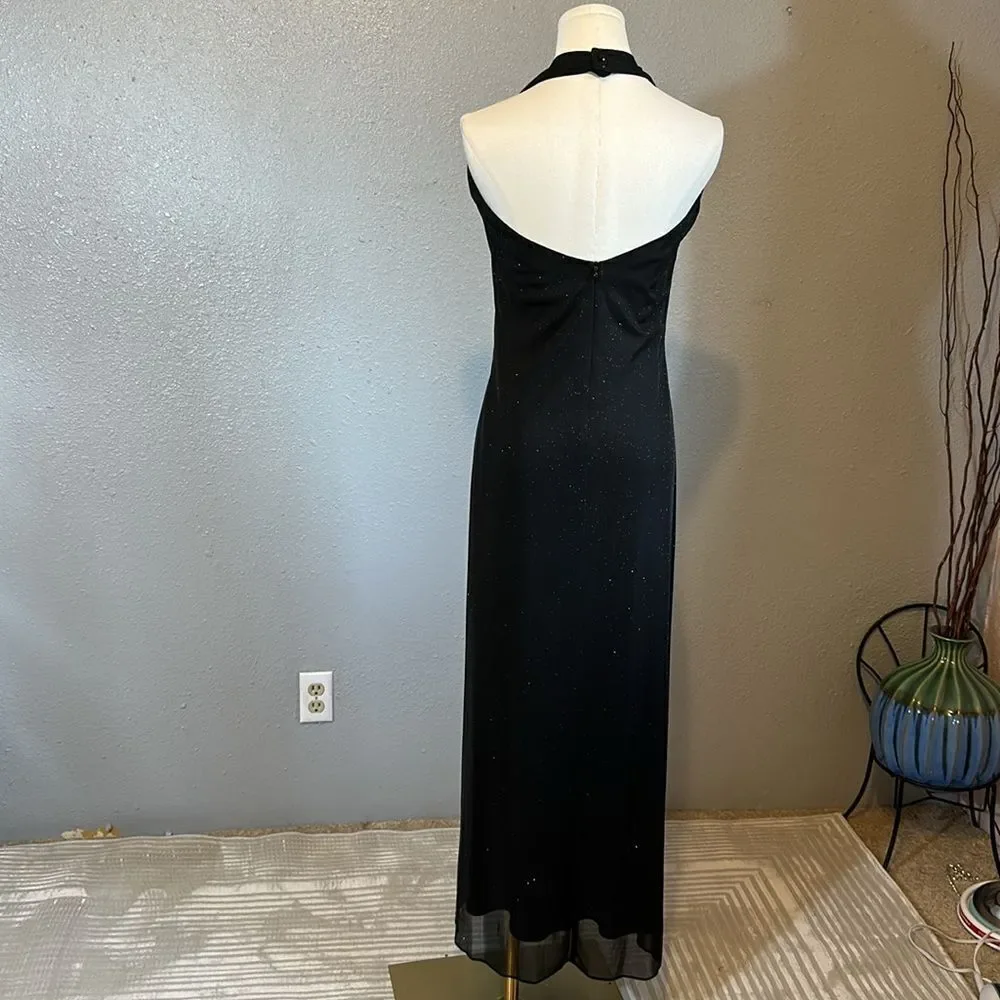Vintage Jump apparel Elegant Black Halter Evening Dress size 9/10